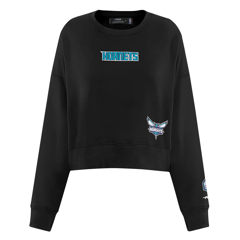 NBA CHARLOTTE HORNETS WINGSPAN WOMEN'S FLC CREWNECK (BLACK) - Image 3
