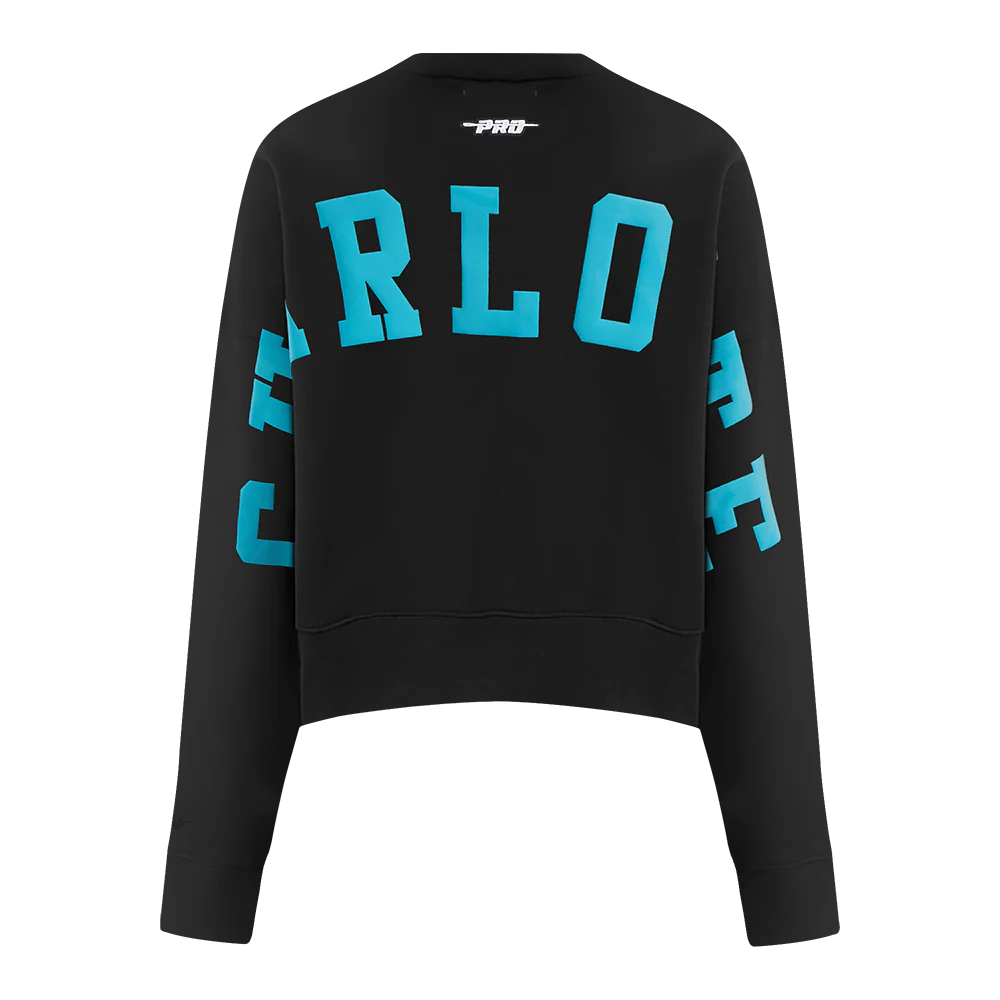 NBA CHARLOTTE HORNETS WINGSPAN WOMEN'S FLC CREWNECK (BLACK) - Image 5