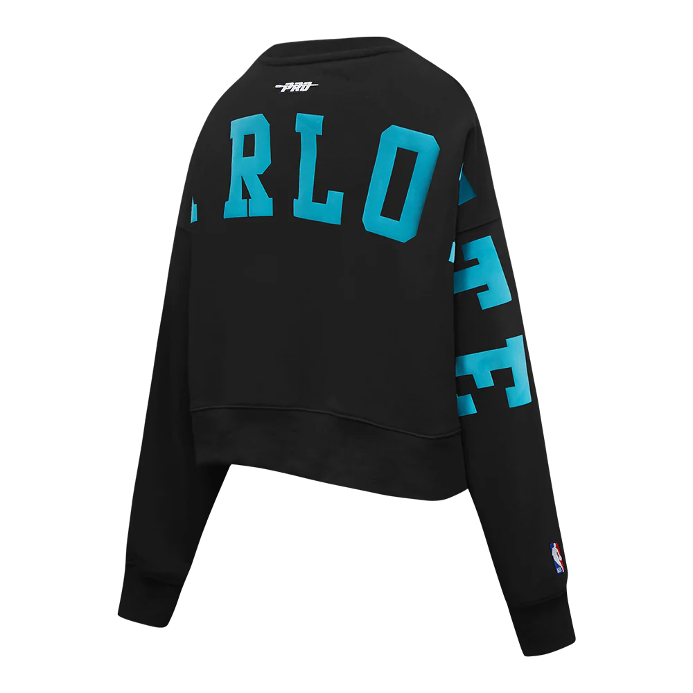NBA CHARLOTTE HORNETS WINGSPAN WOMEN'S FLC CREWNECK (BLACK) - Image 6