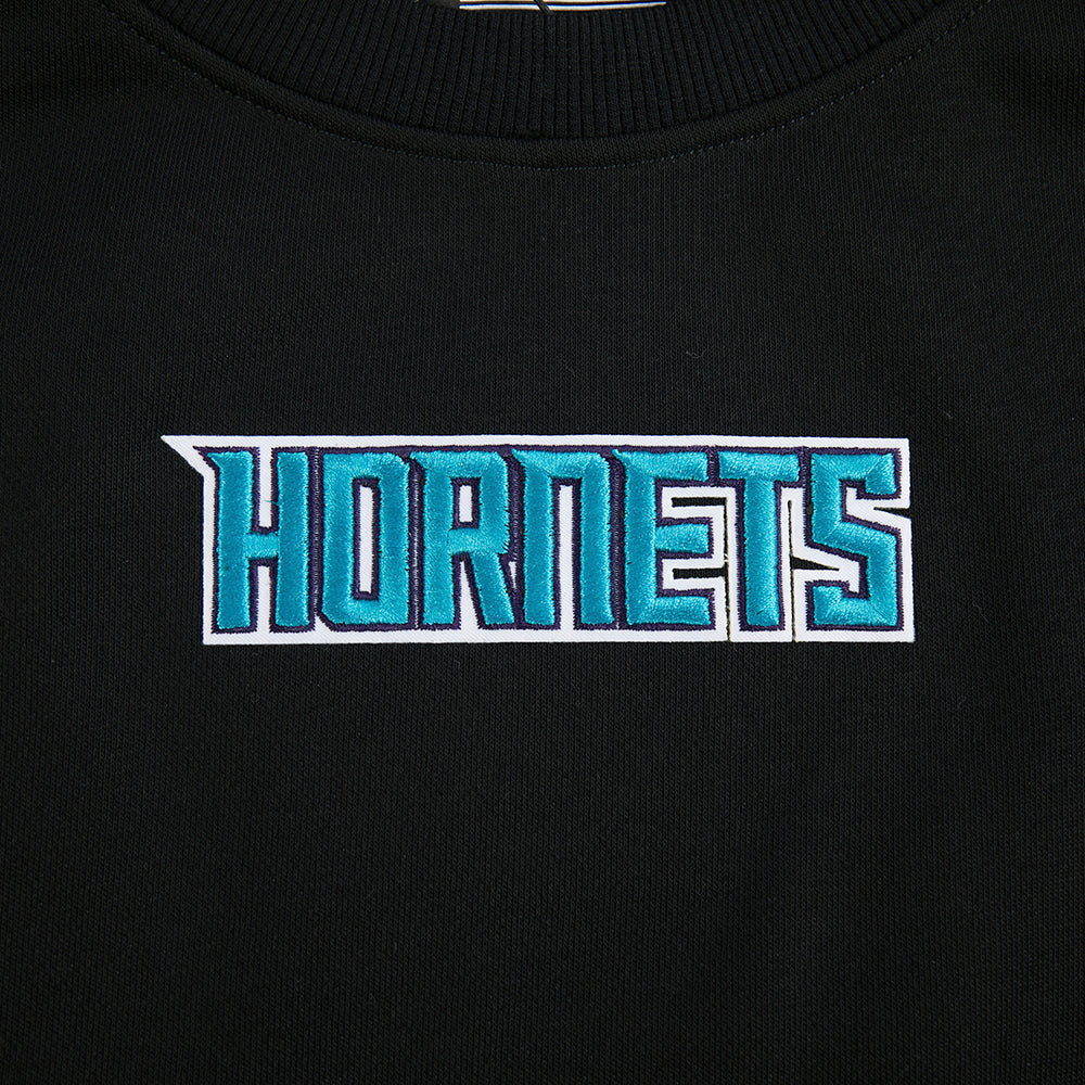 NBA CHARLOTTE HORNETS WINGSPAN WOMEN'S FLC CREWNECK (BLACK) - Image 8
