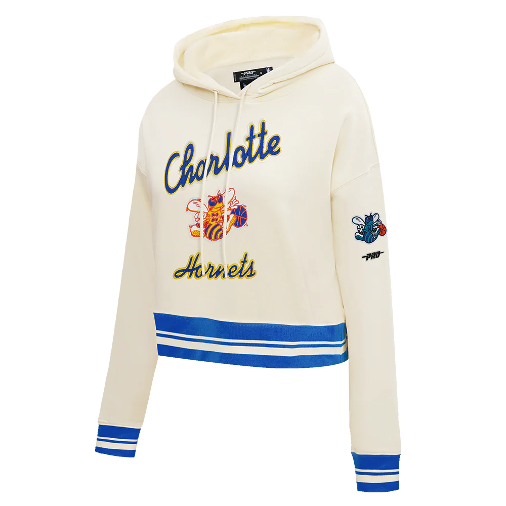 NBA CHARLOTTE HORNETS CITY EDITION 25-26 WOMEN'S RIB FLC CROPPED PO HOODIE (EGGSHELL/ROYAL BLUE) - Image 3