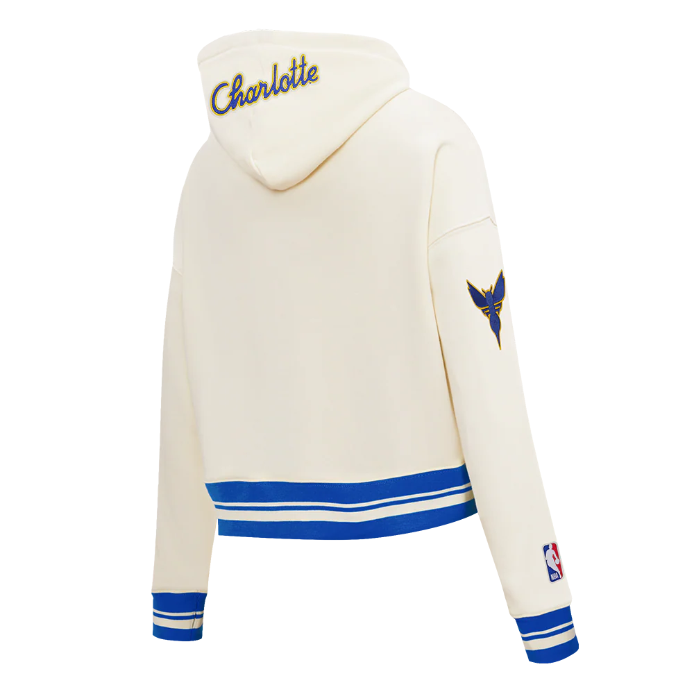 NBA CHARLOTTE HORNETS CITY EDITION 25-26 WOMEN'S RIB FLC CROPPED PO HOODIE (EGGSHELL/ROYAL BLUE) - Image 4