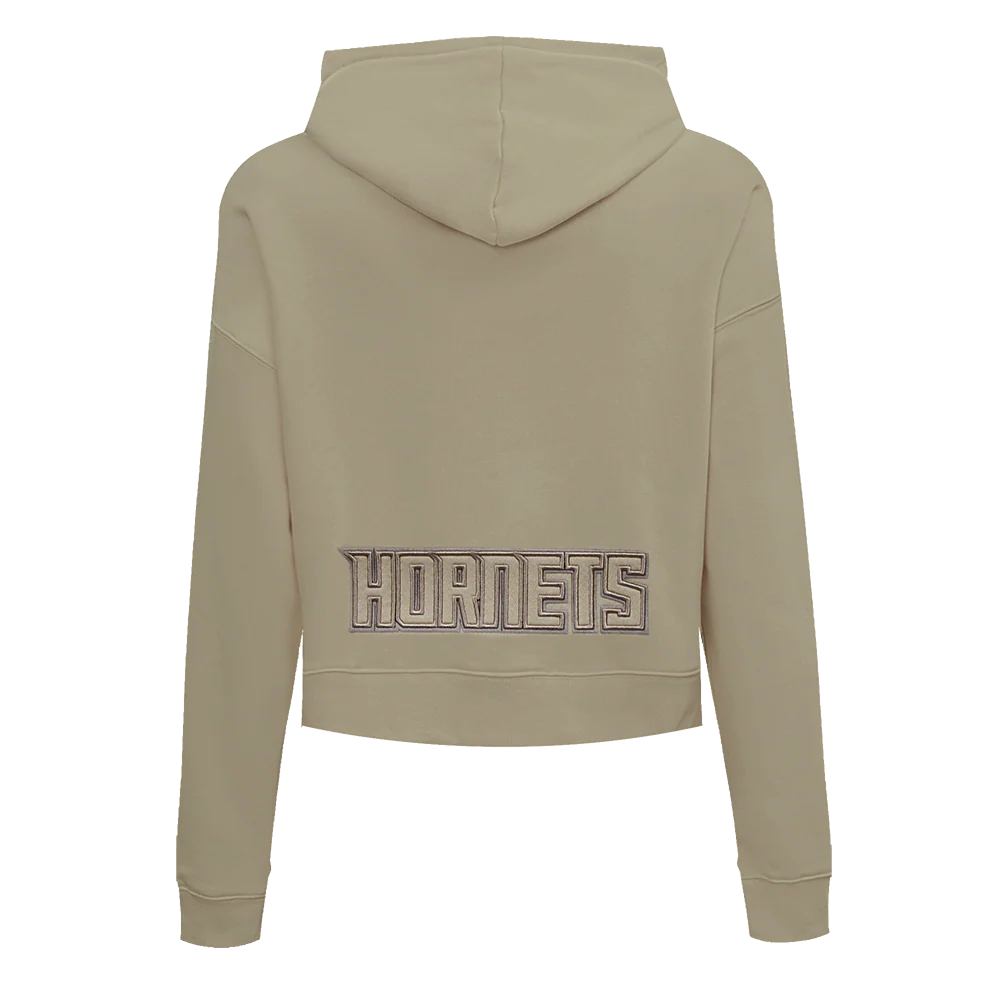NBA CHARLOTTE HORNETS NEUTRAL WOMEN'S CROPPED PULLOVER HOODIE (TAUPE) - Image 3