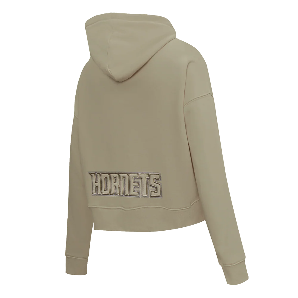 NBA CHARLOTTE HORNETS NEUTRAL WOMEN'S CROPPED PULLOVER HOODIE (TAUPE) - Image 4