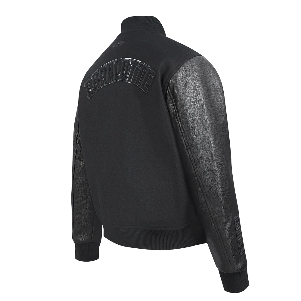 NBA CHARLOTTE HORNETS TRIPLE BLACK WOMEN'S WOOL VARSITY JACKET (TRIPLE BLACK) - Image 4