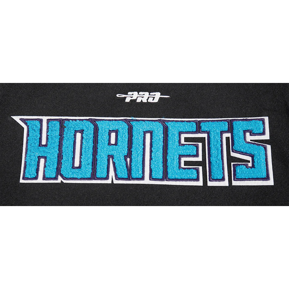 NBA CHARLOTTE HORNETS CLASSIC LITTLE BOYS WOOL VARSITY JACKET (BLACK/WHITE) - Image 5