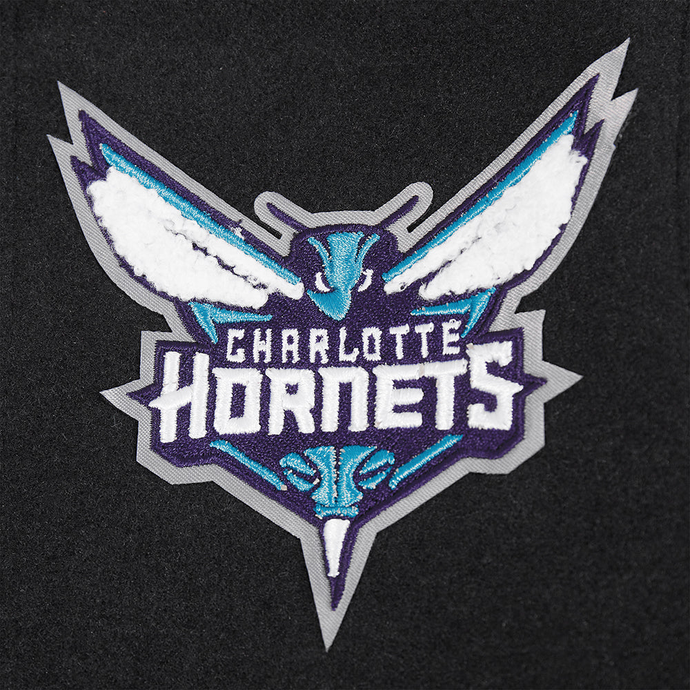 NBA CHARLOTTE HORNETS CLASSIC LITTLE BOYS WOOL VARSITY JACKET (BLACK/WHITE) - Image 9