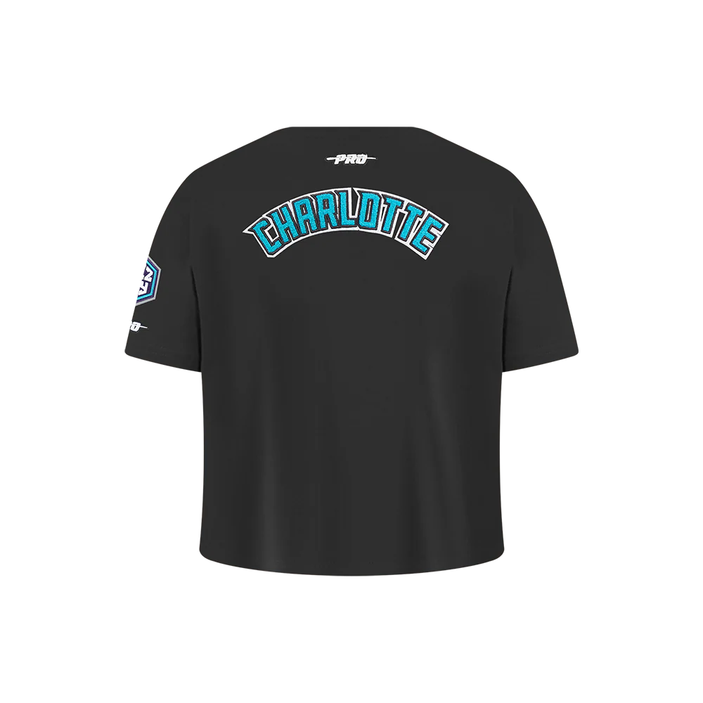 NBA CHARLOTTE HORNETS CLASSIC LITTLE GIRLS SHORT SLEEVE BOXY TEE (BLACK) - Image 3
