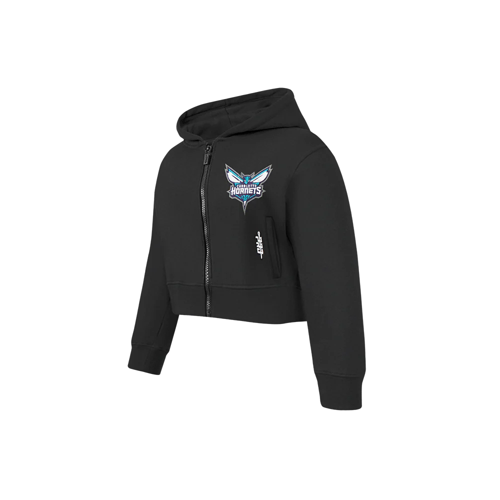 NBA CHARLOTTE HORNETS CLASSIC LITTLE GIRLS  FLEECE FULL ZIP HOODIE (BLACK) - Image 2