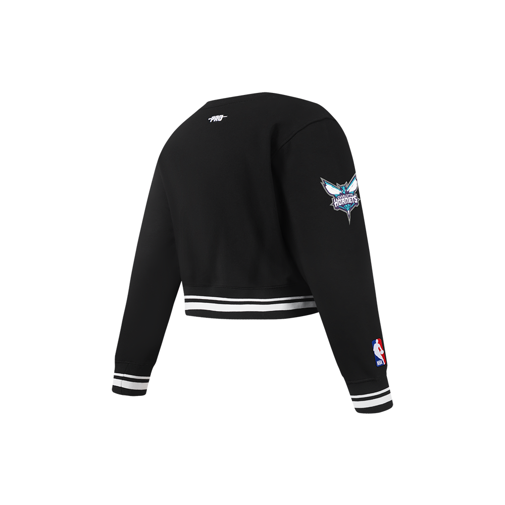 NBA CHARLOTTE HORNETS RETRO CLASSIC LITTLE GIRLS RIB FLEECE CREWNECK (BLACK) - Image 4