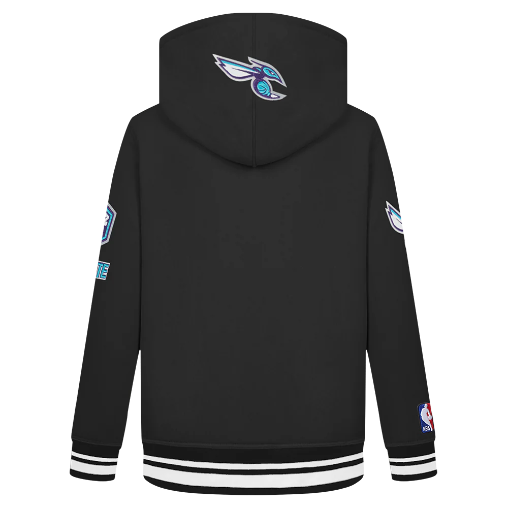 NBA CHARLOTTE HORNETS RETRO CLASSIC TODDLER BOYS RIB FLEECE PULLOVER HOODIE (BLACK) - Image 3