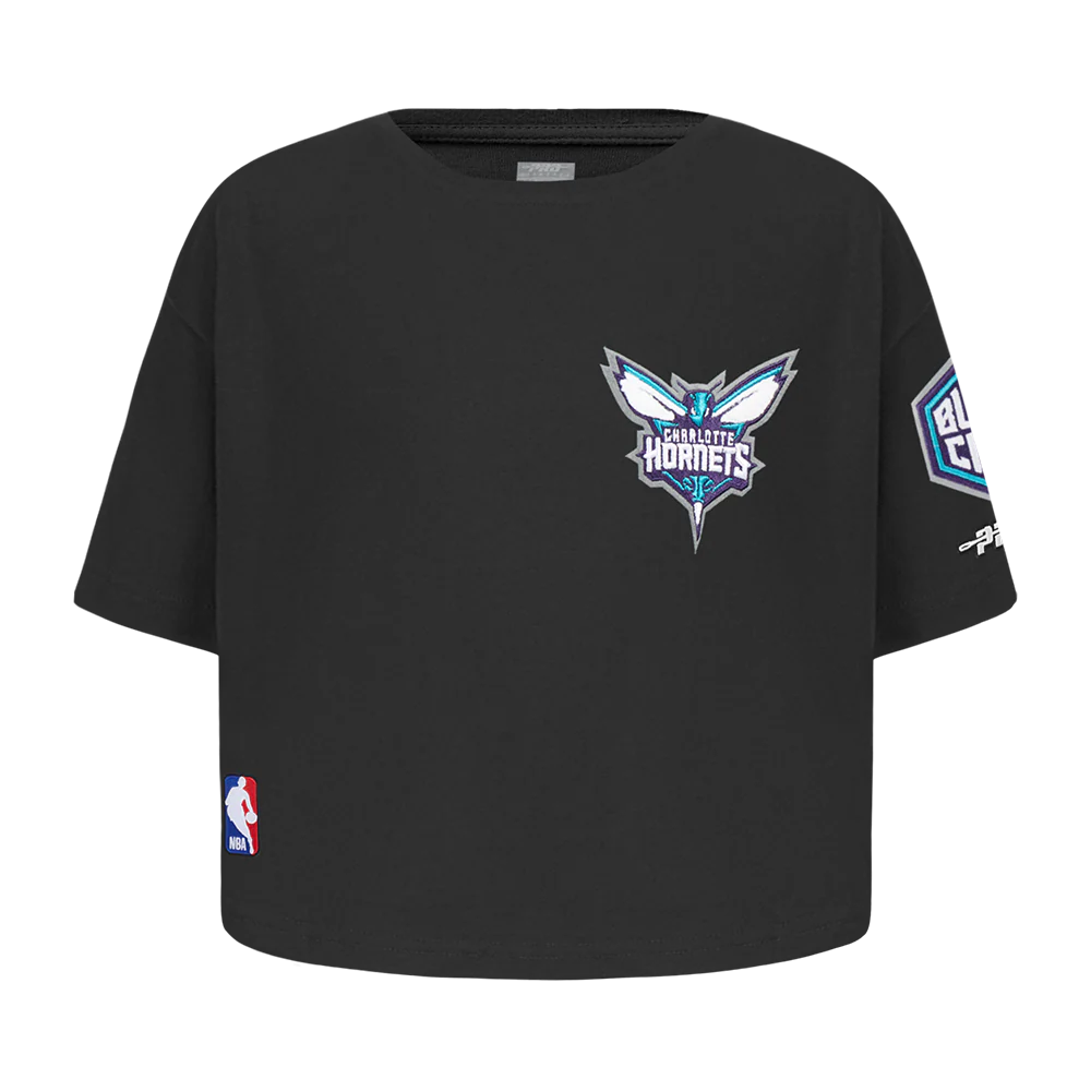 NBA CHARLOTTE HORNETS CLASSIC TODDLER GIRLS SHORT SLEEVE BOXY TEE (BLACK)