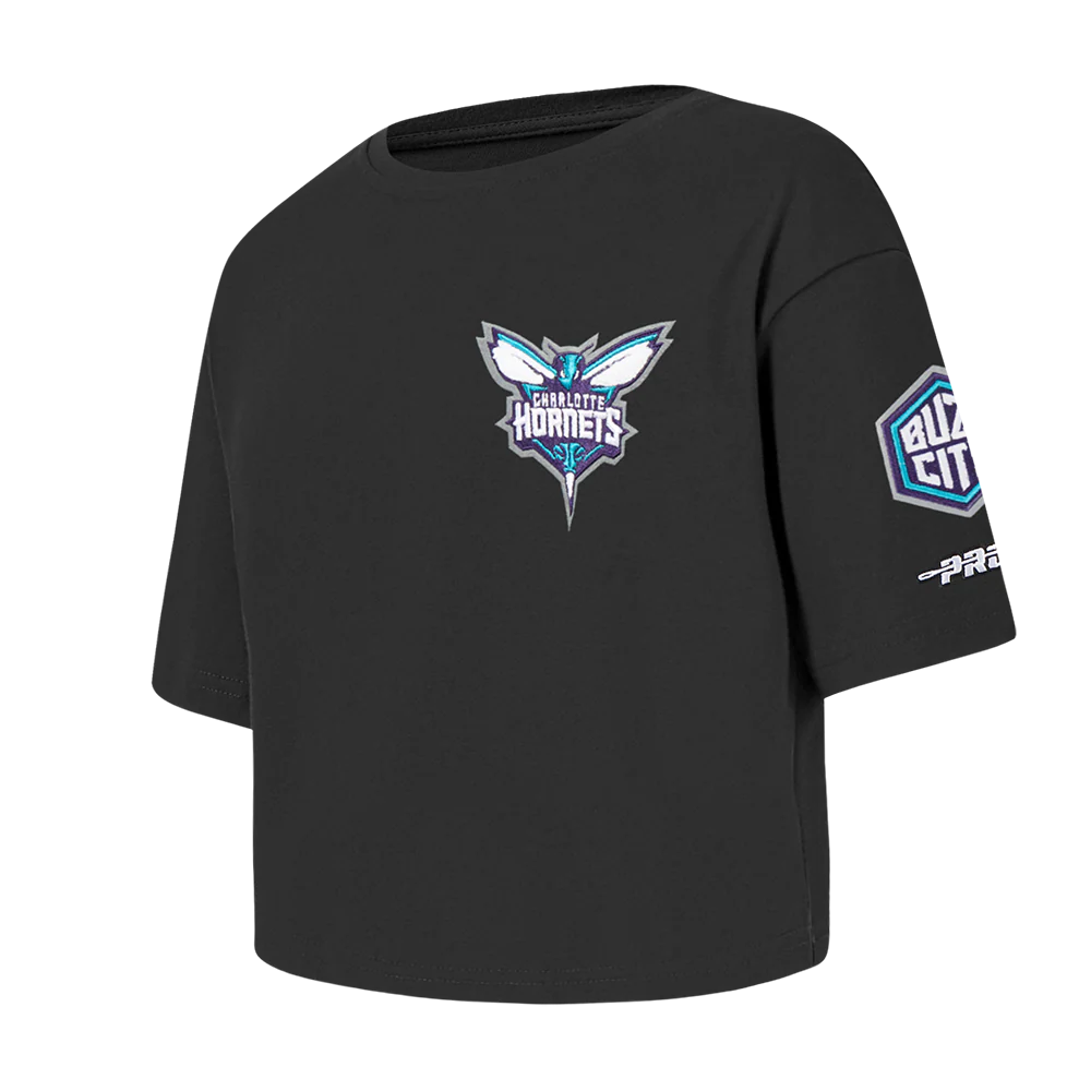 NBA CHARLOTTE HORNETS CLASSIC TODDLER GIRLS SHORT SLEEVE BOXY TEE (BLACK) - Image 2