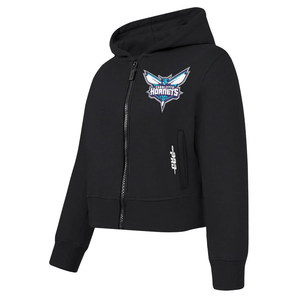 NBA CHARLOTTE HORNETS CLASSIC TODDLER GIRLS FLEECE FULL ZIP HOODIE  (BLACK) - Image 2