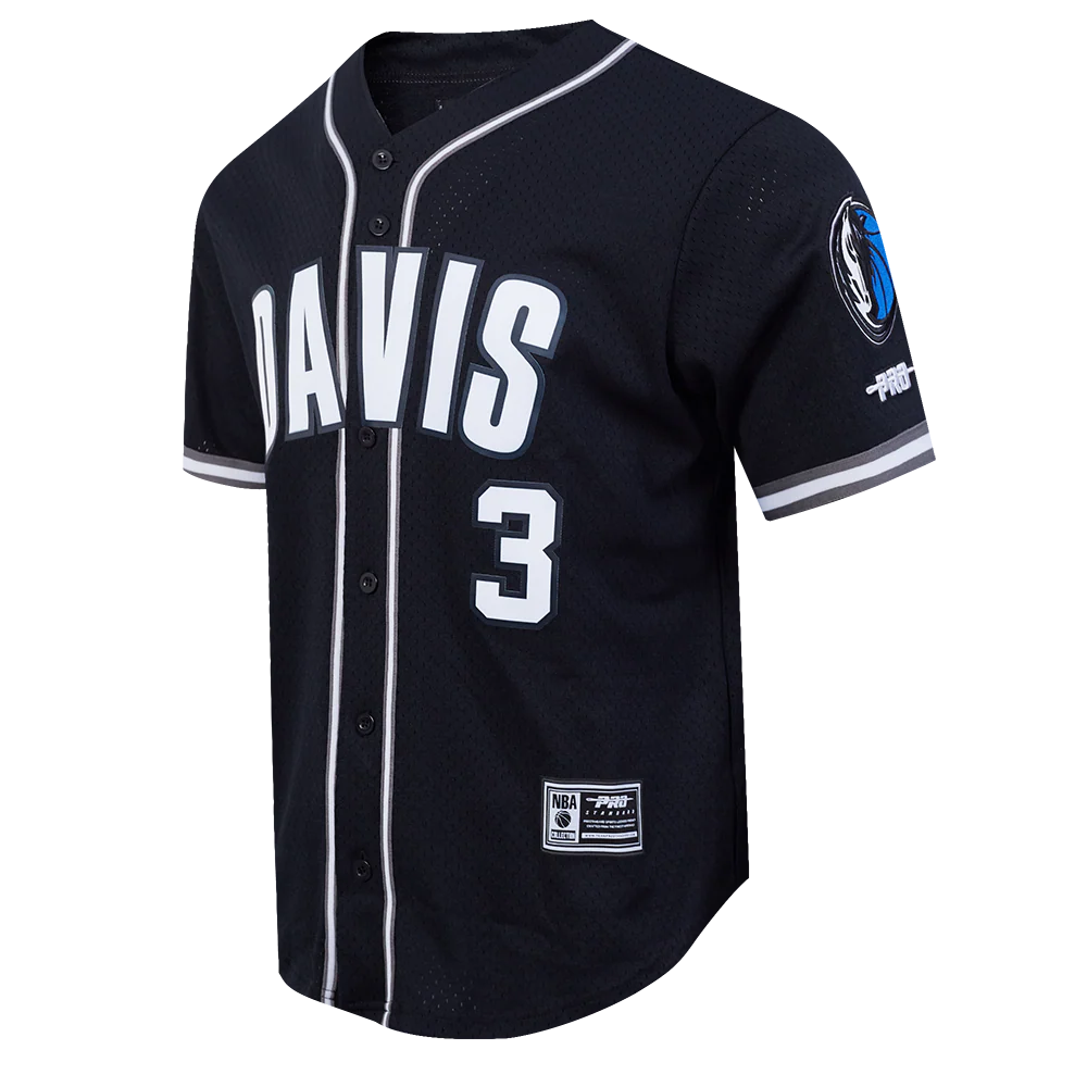NBA DALLAS MAVERICKS ANTHONY DAVIS #3 CLASSIC MESH PNN MEN'S MESH BUTTON DOWN SHIRT (BLACK/GRAY) - Image 2