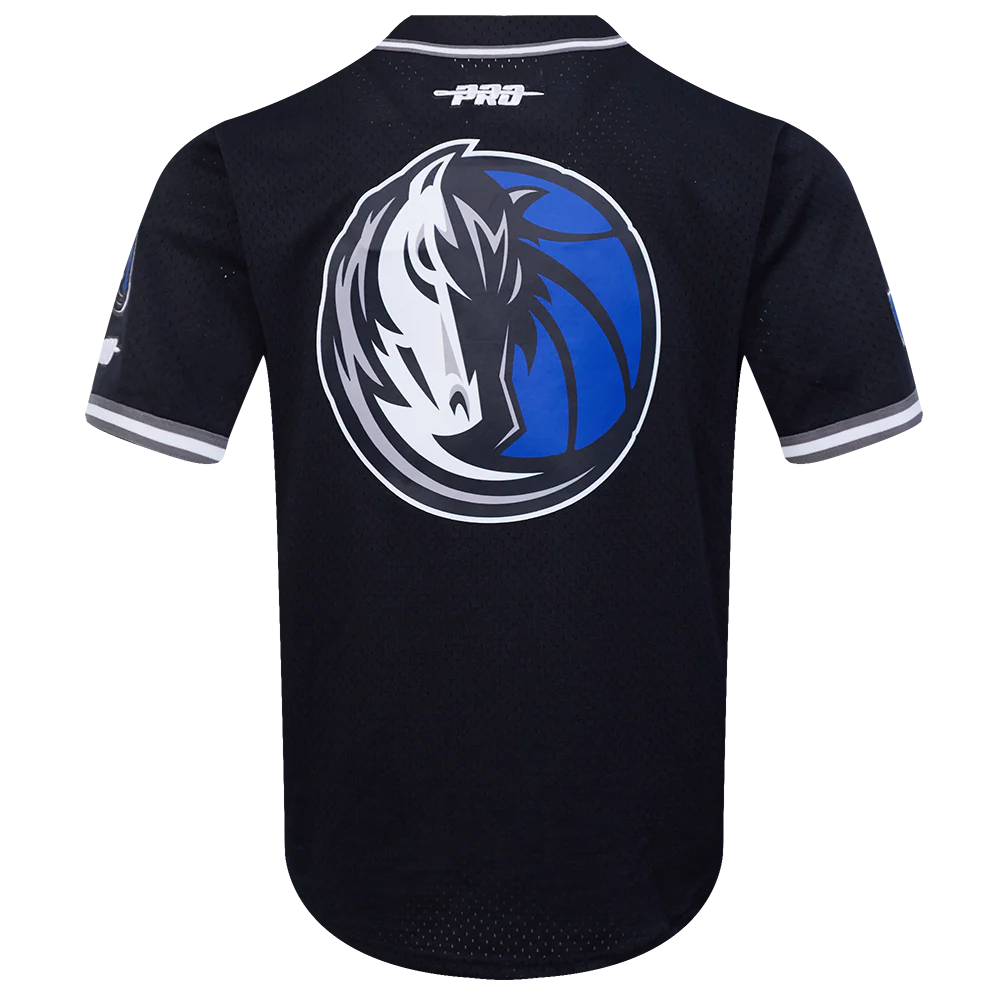 NBA DALLAS MAVERICKS ANTHONY DAVIS #3 CLASSIC MESH PNN MEN'S MESH BUTTON DOWN SHIRT (BLACK/GRAY) - Image 3