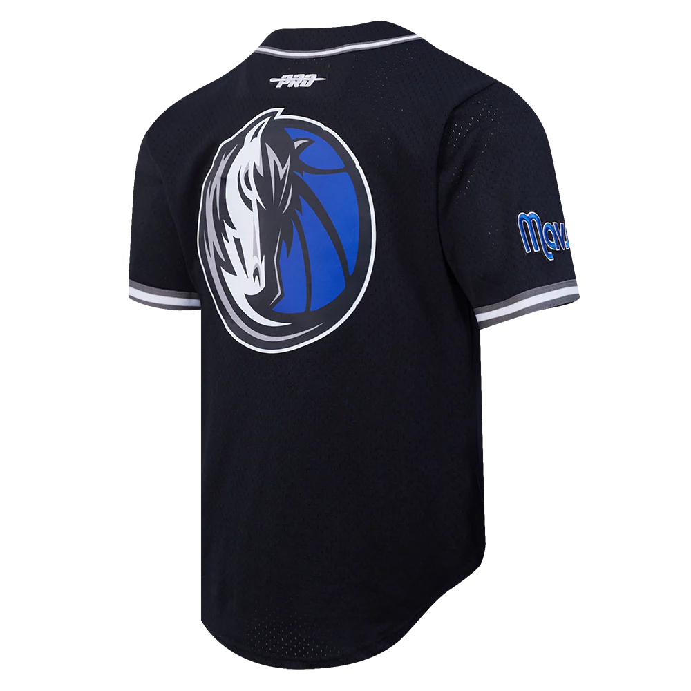 NBA DALLAS MAVERICKS ANTHONY DAVIS #3 CLASSIC MESH PNN MEN'S MESH BUTTON DOWN SHIRT (BLACK/GRAY) - Image 4