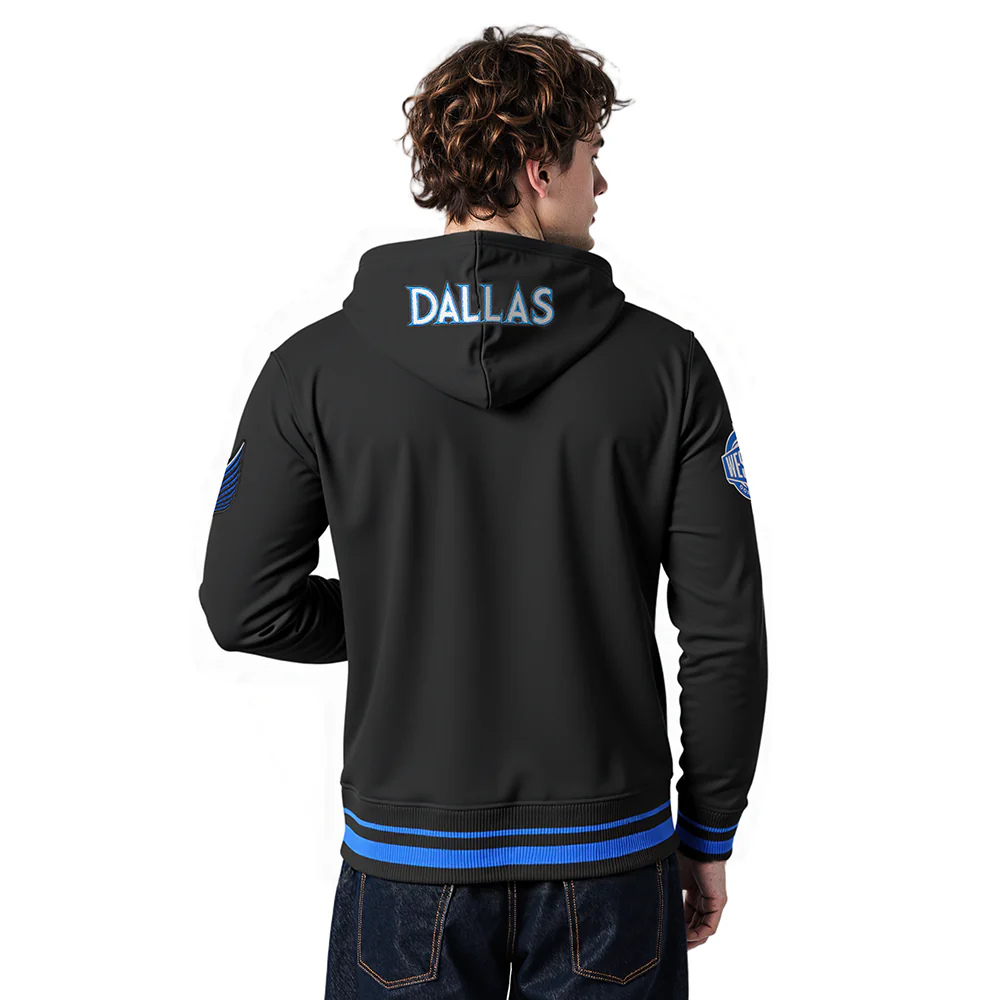 NBA DALLAS MAVERICKS CITY EDITION 25-26 MEN'S RIB FLC PO HOODIE (BLACK/ROYAL BLUE/BLACK) - Image 2