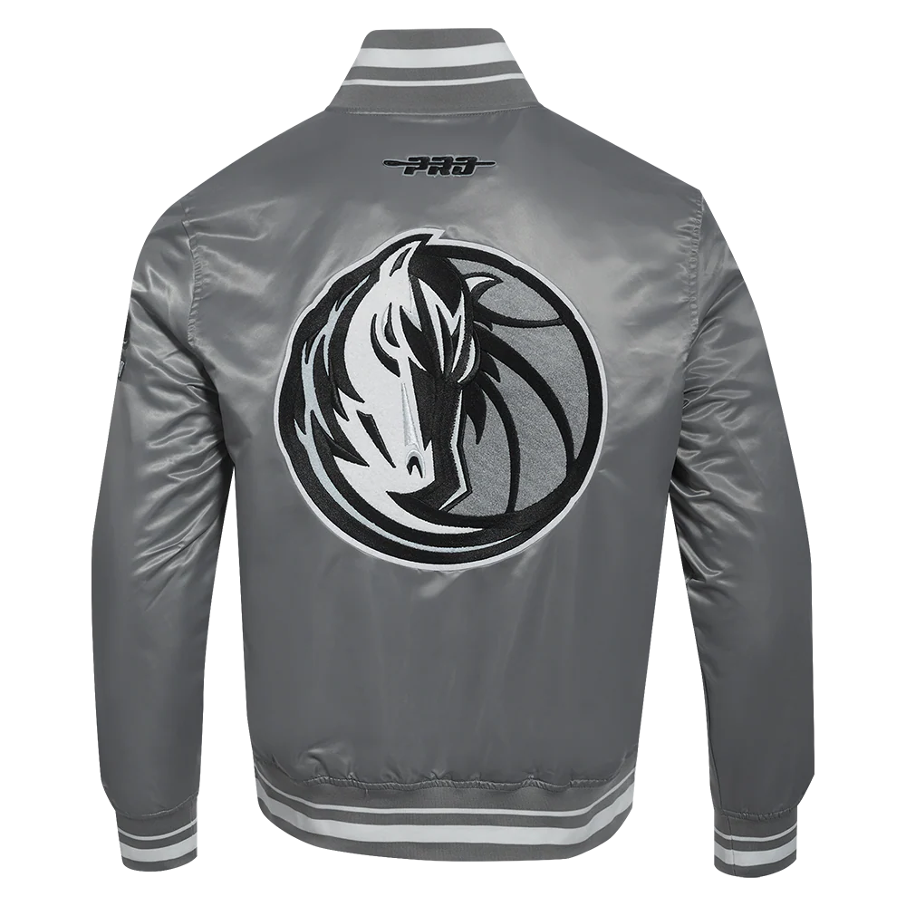 NBA DALLAS MAVERICKS CITY EDITION 24-25 MEN'S RIB SATIN JACKET (GRAY) - Image 3