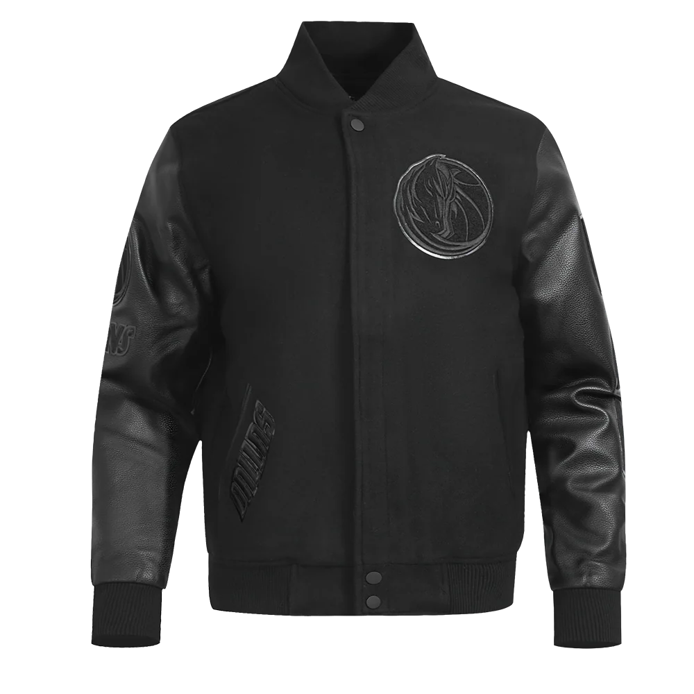 DALLAS MAVERICKS TRIPLE BLACK MEN'S WOOL VARSITY JACKET (TRIPLE BLACK) - Image 3