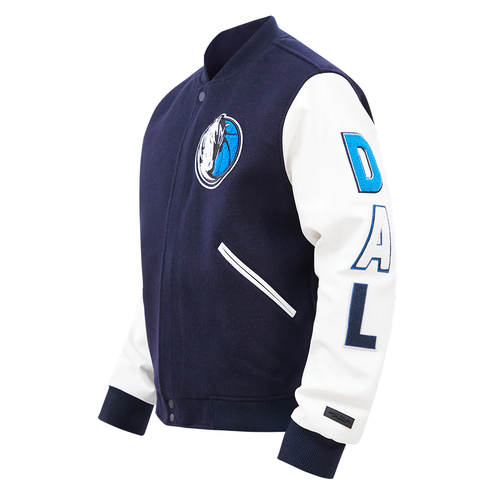 NBA DALLAS MAVERICKS CLASSIC WOOL MEN'S VARSITY JACKET (MIDNIGHT NAVY/WHITE) - Image 2