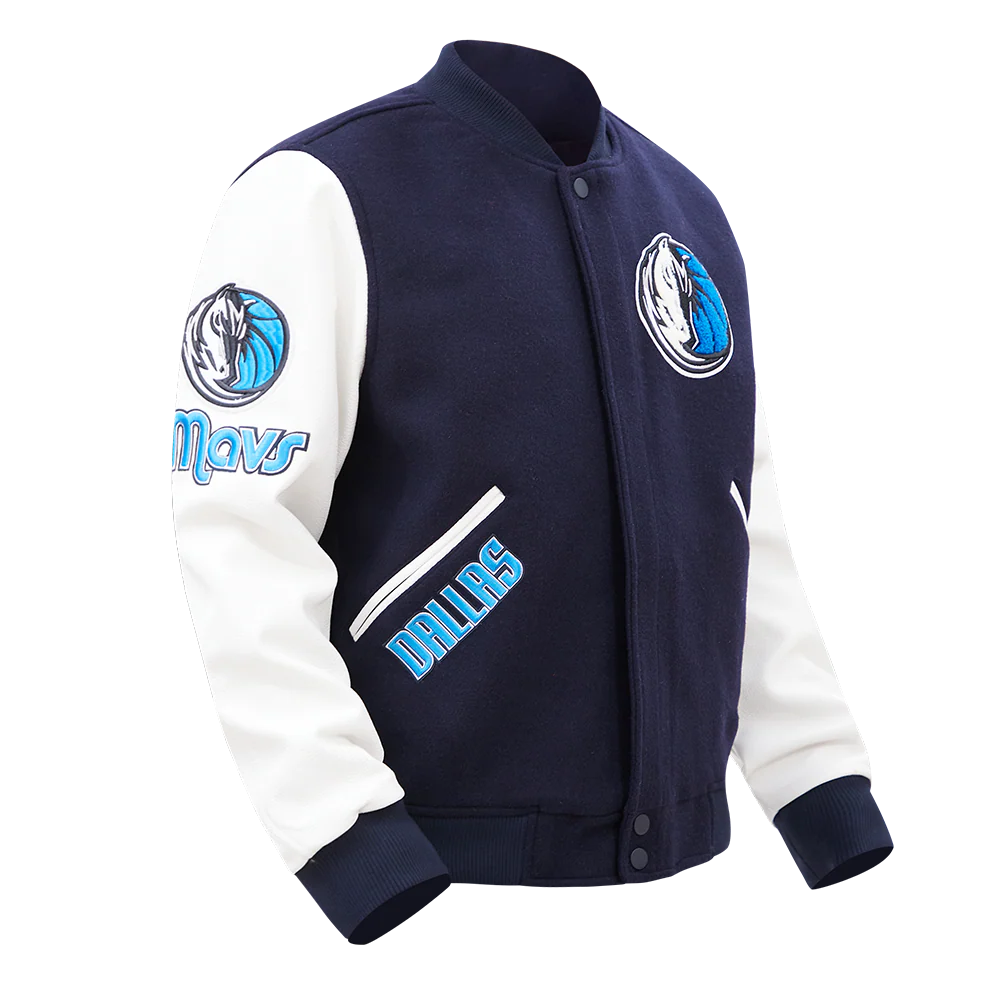 NBA DALLAS MAVERICKS CLASSIC WOOL MEN'S VARSITY JACKET (MIDNIGHT NAVY/WHITE) - Image 3