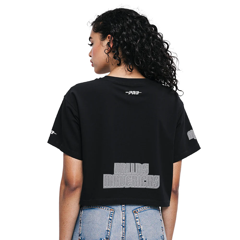 NBA DALLAS MAVERICKS REVERSE FRENCH TERRY WOMEN'S SJ BOXY TEE (BLACK) - Image 2