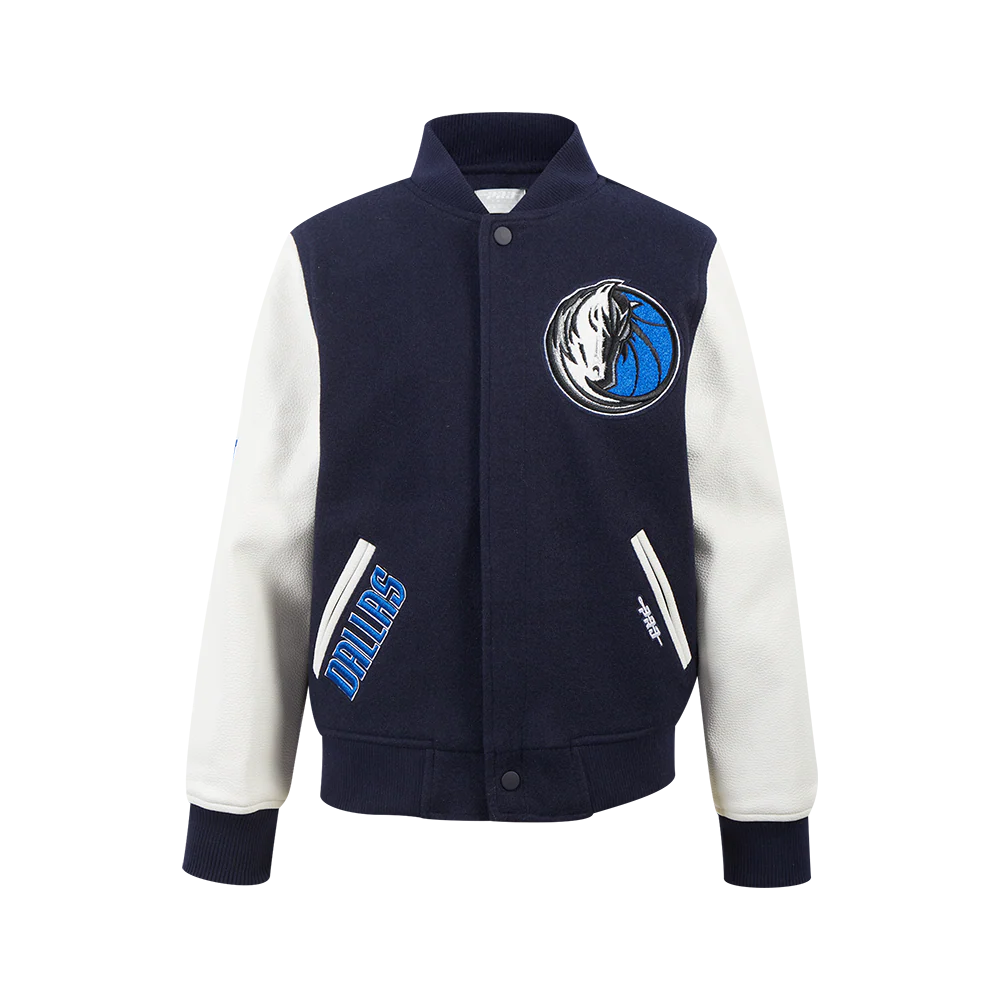 NBA DALLAS MAVERICKS CLASSIC BIG BOYS WOOL VARSITY JACKET (MIDNIGHT NAVY/WHITE)