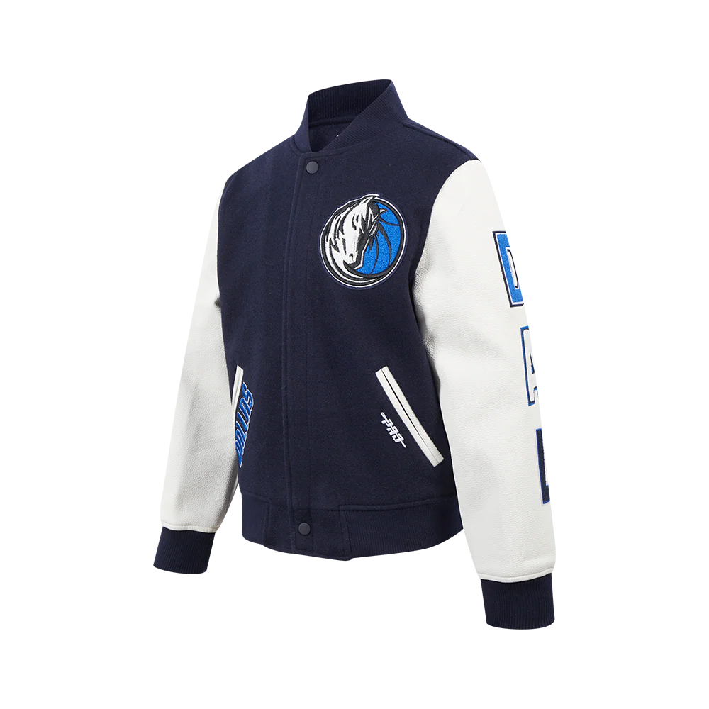NBA DALLAS MAVERICKS CLASSIC BIG BOYS WOOL VARSITY JACKET (MIDNIGHT NAVY/WHITE) - Image 2