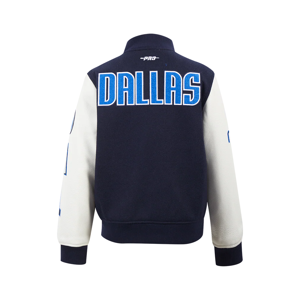 NBA DALLAS MAVERICKS CLASSIC BIG BOYS WOOL VARSITY JACKET (MIDNIGHT NAVY/WHITE) - Image 3