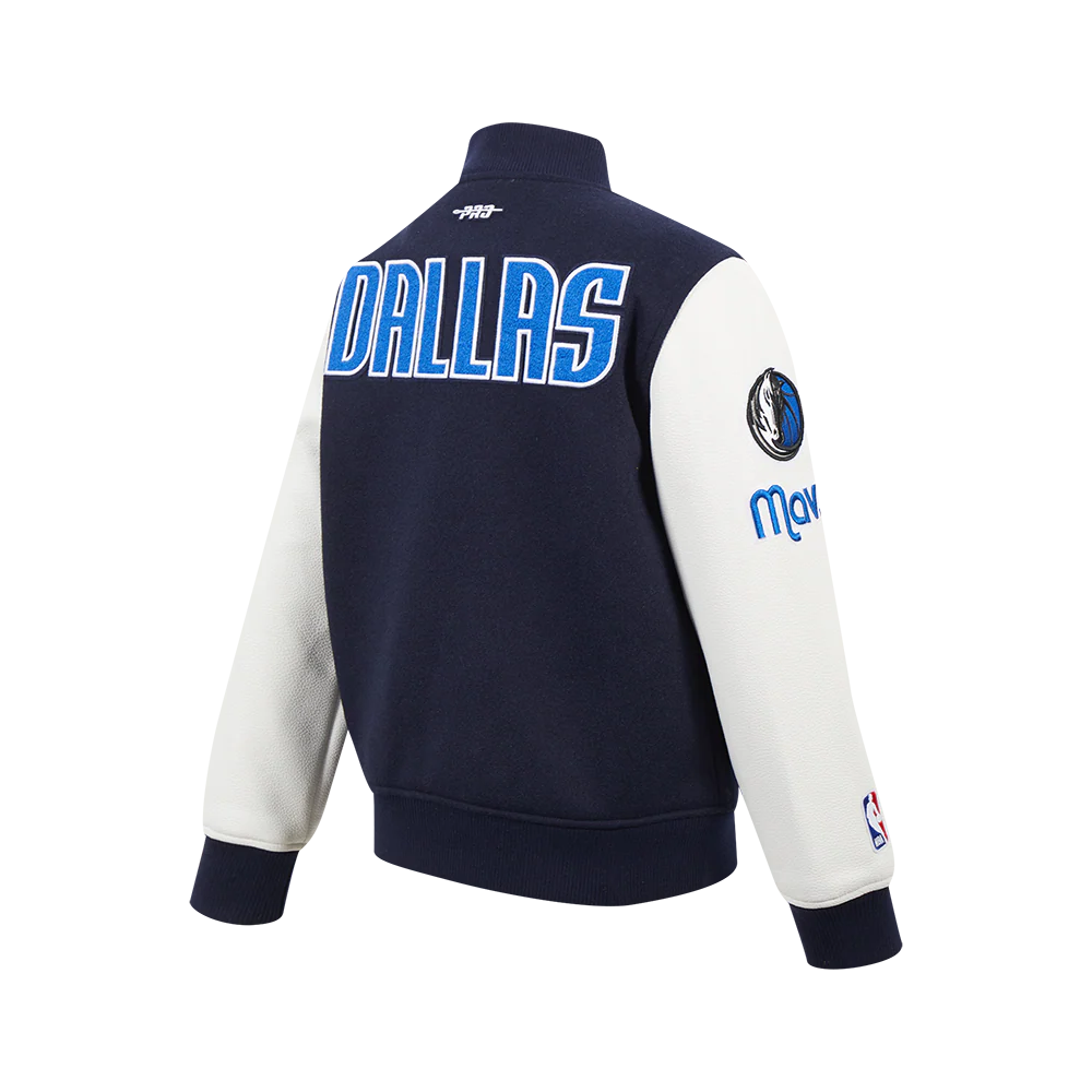 NBA DALLAS MAVERICKS CLASSIC BIG BOYS WOOL VARSITY JACKET (MIDNIGHT NAVY/WHITE) - Image 4
