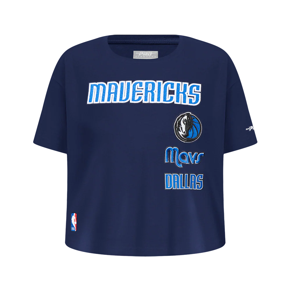 NBA DALLAS MAVERICKS RETRO CLASSIC BIG GIRLS SHORT SLEEVE BOXY TEE (MIDNIGHT NAVY)