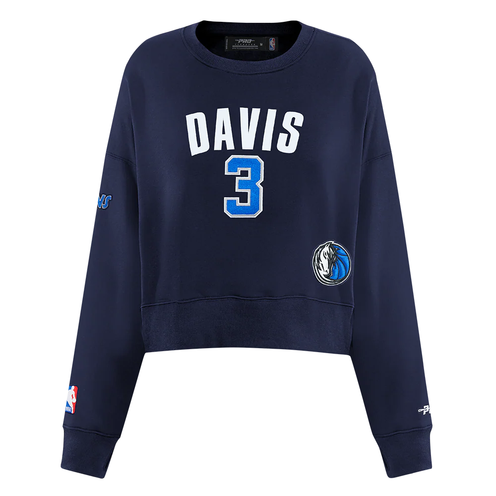 NBA DALLAS MAVERICKS ANTHONY DAVIS #3 CLASSIC PNN WOMEN'S FLC CREWNECK (MIDNIGHT NAVY) - Image 3