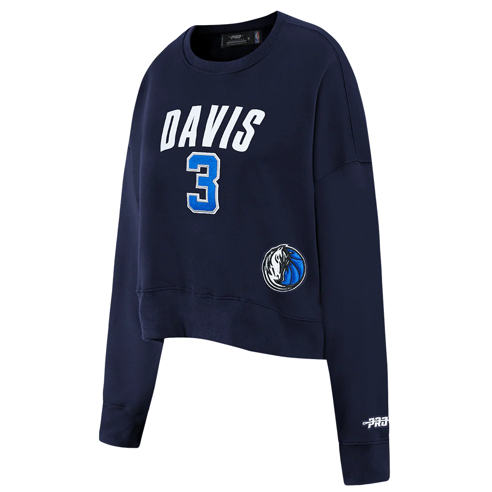 NBA DALLAS MAVERICKS ANTHONY DAVIS #3 CLASSIC PNN WOMEN'S FLC CREWNECK (MIDNIGHT NAVY) - Image 4