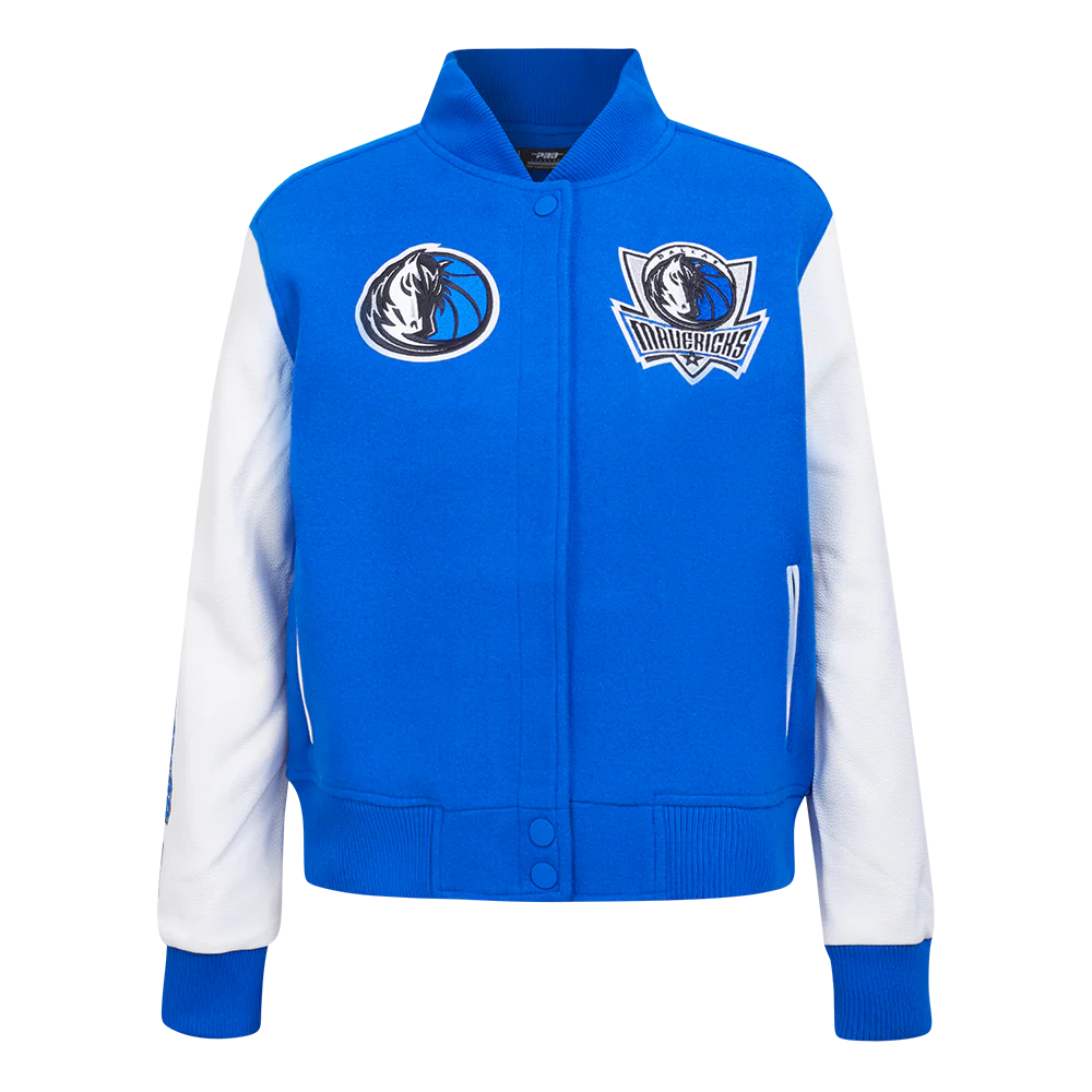 NBA DALLAS MAVERICKS CLASSIC WOMEN'S WOOL VARSITY JACKET (ROYAL BLUE/WHITE)