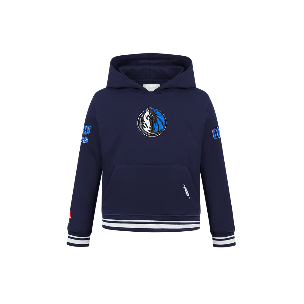 NBA DALLAS MAVERICKS RETRO CLASSIC LITTLE BOYS RIB FLEECE PULLOVER HOODIE (MIDNIGHT NAVY)