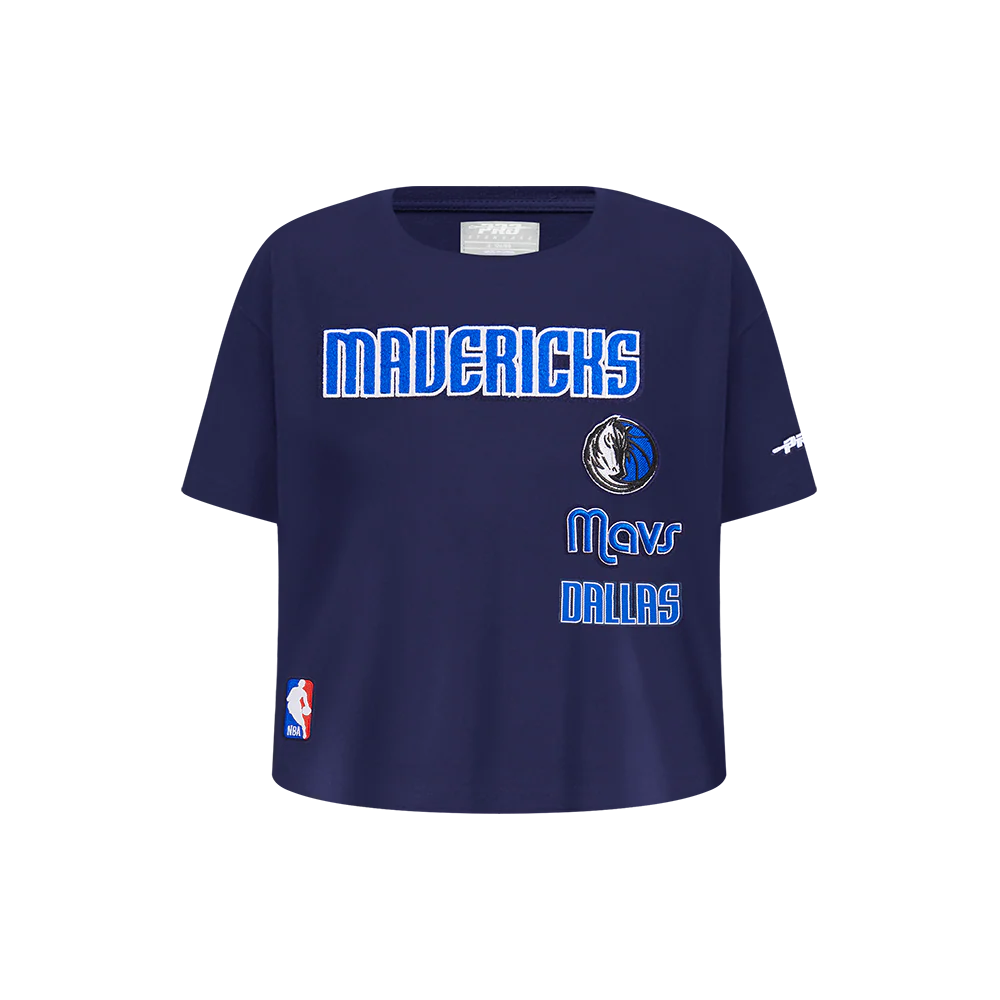 NBA DALLAS MAVERICKS RETRO CLASSIC LITTLE GIRLS SHORT SLEEVE BOXY TEE (MIDNIGHT NAVY)