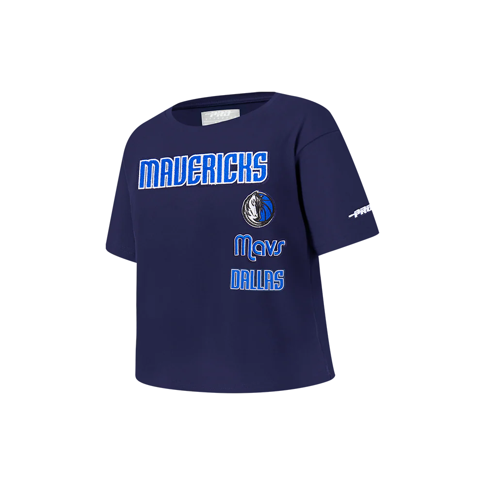 NBA DALLAS MAVERICKS RETRO CLASSIC LITTLE GIRLS SHORT SLEEVE BOXY TEE (MIDNIGHT NAVY) - Image 2