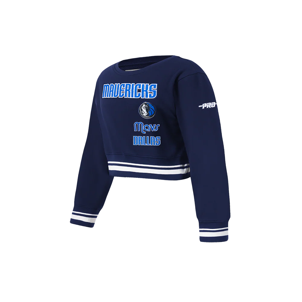 NBA DALLAS MAVERICKS RETRO CLASSIC LITTLE GIRLS RIB FLEECE CREWNECK (MIDNIGHT NAVY) - Image 2