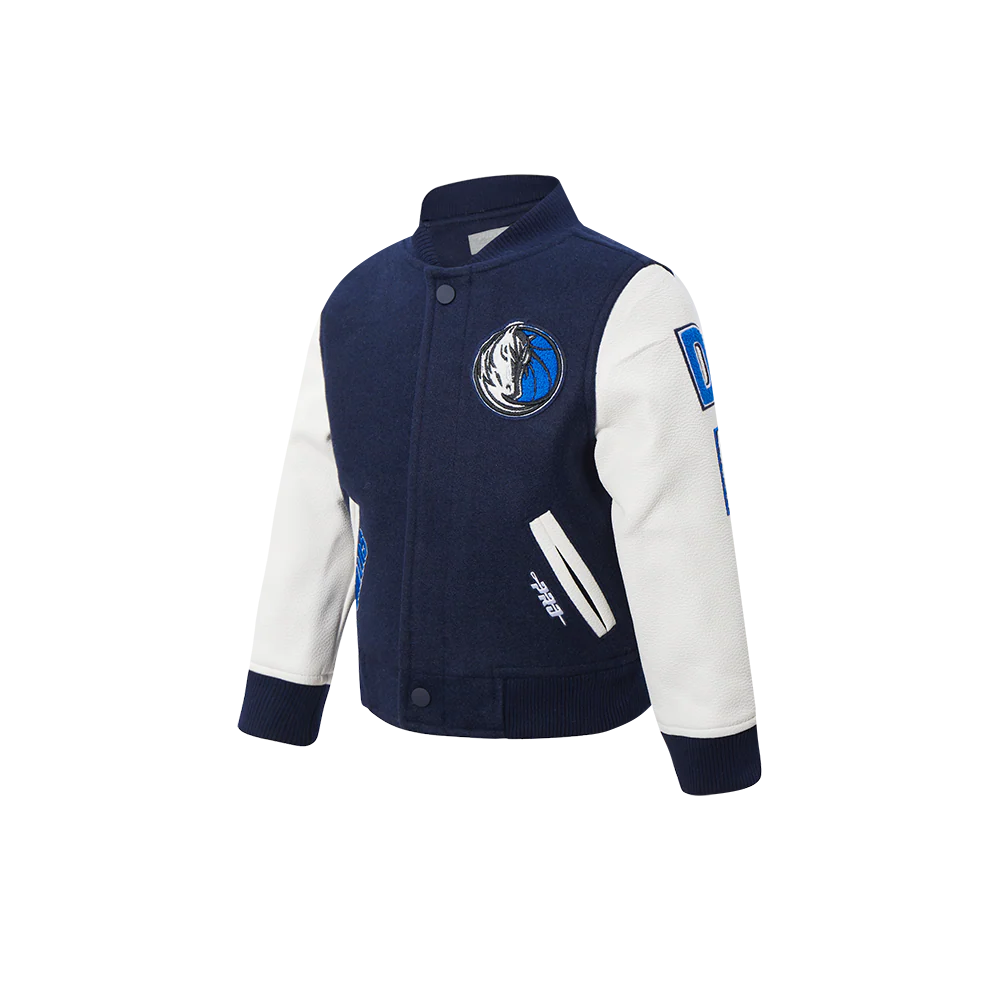 NBA DALLAS MAVERICKS CLASSIC TODDLER BOYS WOOL VARSITY JACKET (MIDNIGHT NAVY/WHITE) - Image 2