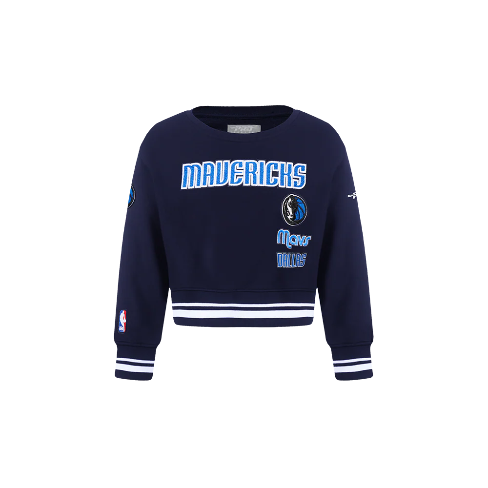 NBA DALLAS MAVERICKS RETRO CLASSIC TODDLER GIRLS RIB FLEECE CREWNECK (MIDNIGHT NAVY)