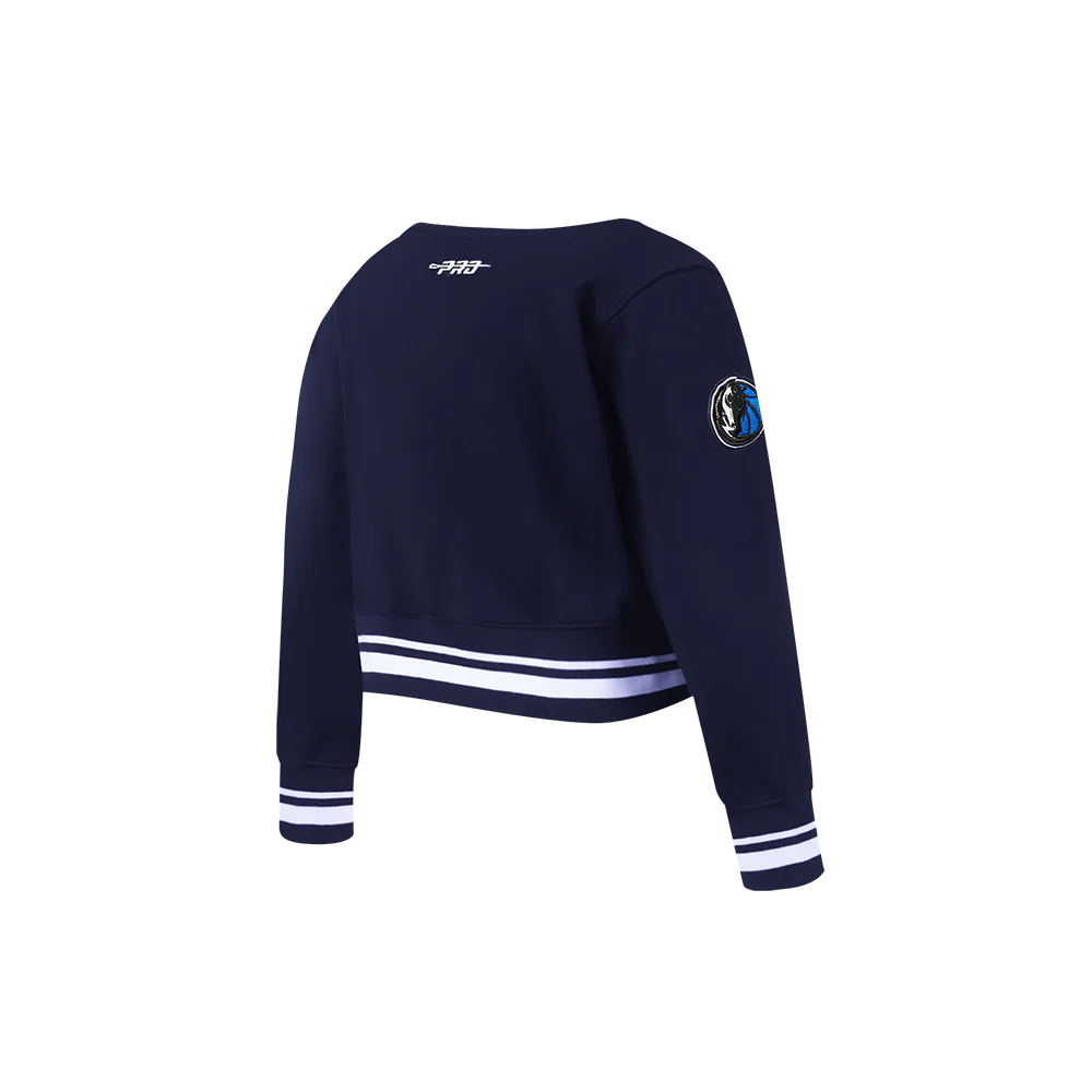 NBA DALLAS MAVERICKS RETRO CLASSIC TODDLER GIRLS RIB FLEECE CREWNECK (MIDNIGHT NAVY) - Image 4