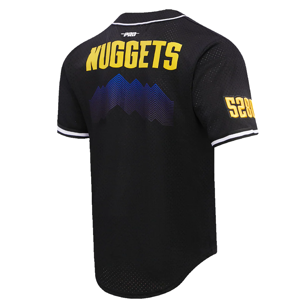 NBA DENVER NUGGETS MEN'S CHEST MILE HIGH MESH BUTTON DOWN SHIRT (BLACK) - Image 3