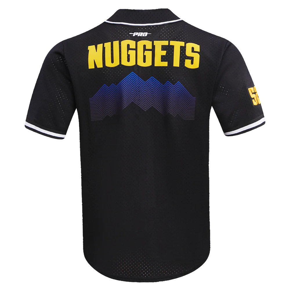 NBA DENVER NUGGETS MEN'S CHEST MILE HIGH MESH BUTTON DOWN SHIRT (BLACK) - Image 4