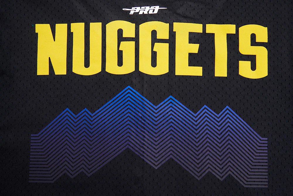 NBA DENVER NUGGETS MEN'S CHEST MILE HIGH MESH BUTTON DOWN SHIRT (BLACK) - Image 5