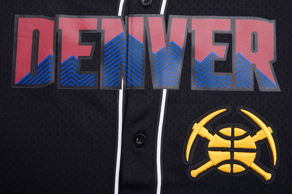 NBA DENVER NUGGETS MEN'S CHEST MILE HIGH MESH BUTTON DOWN SHIRT (BLACK) - Image 7