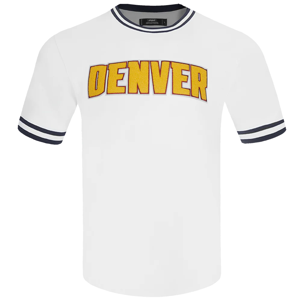 NBA DENVER NUGGETS CLASSIC CHENILLE MEN'S DOUBLE KNIT TEE (WHITE) - Image 3