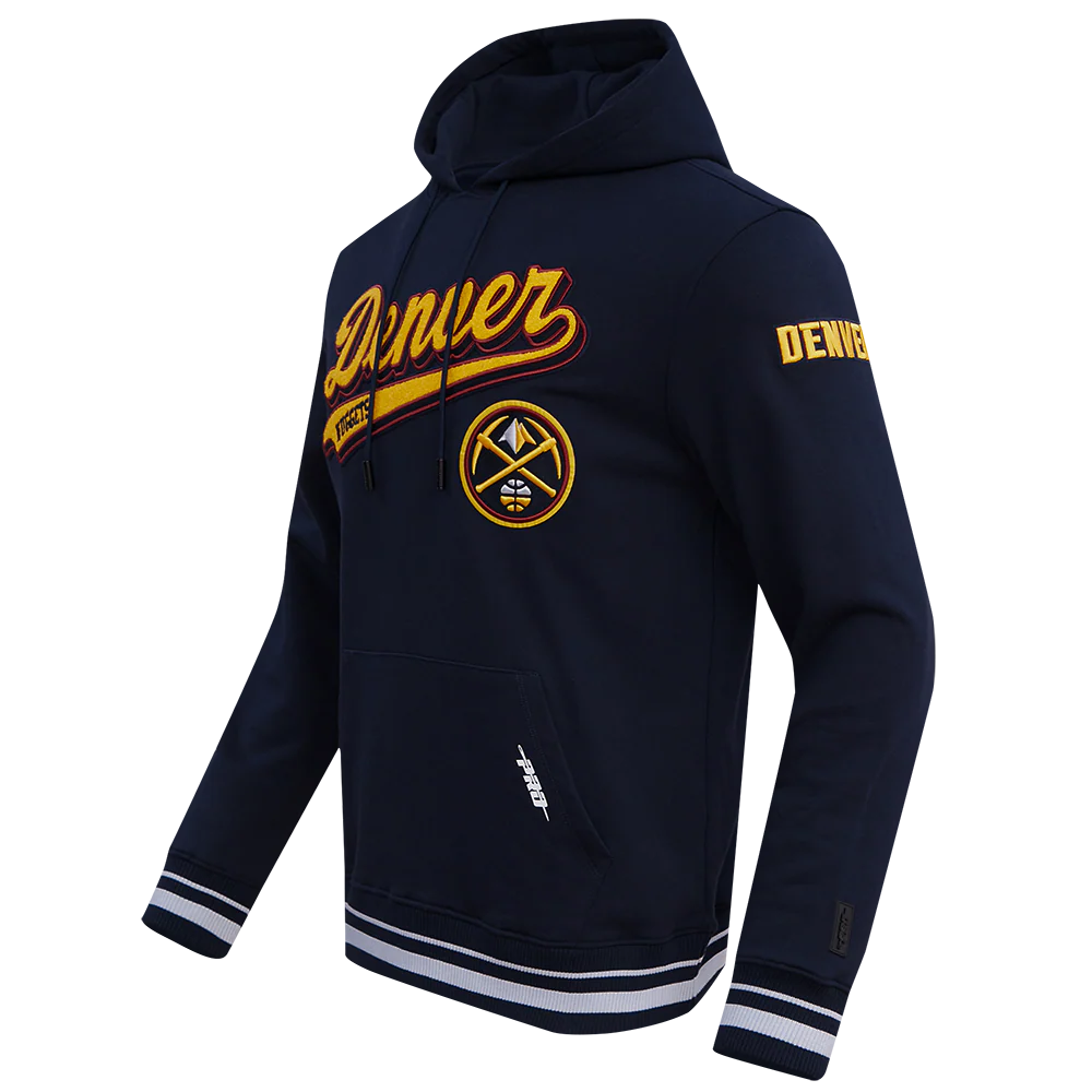 NBA DENVER NUGGETS SCRIPT TAIL MEN'S RIB FLEECE PULLOVER HOODIE (MIDNIGHT NAVY) - Image 2
