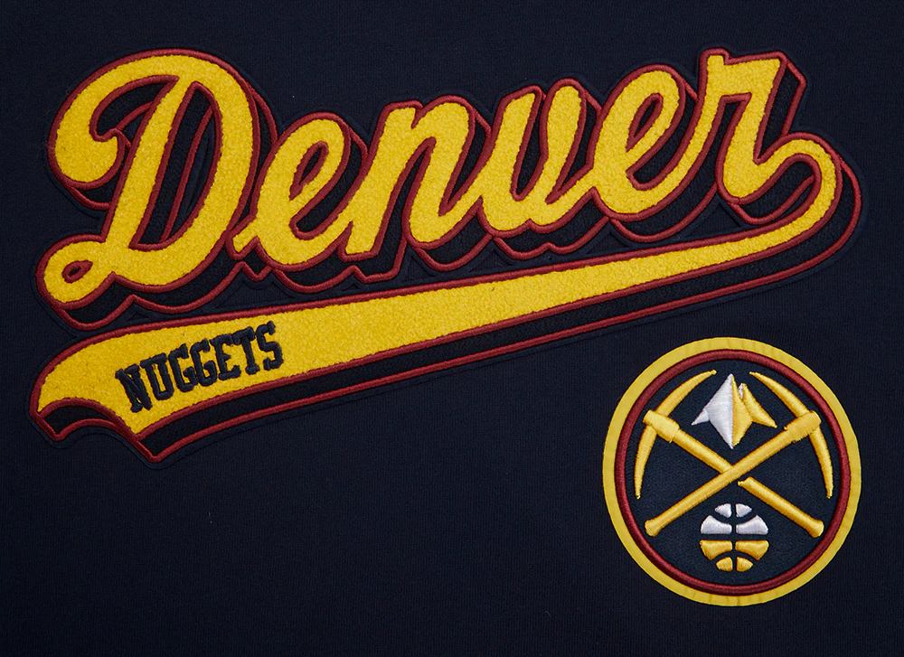 NBA DENVER NUGGETS SCRIPT TAIL MEN'S RIB FLEECE PULLOVER HOODIE (MIDNIGHT NAVY) - Image 6