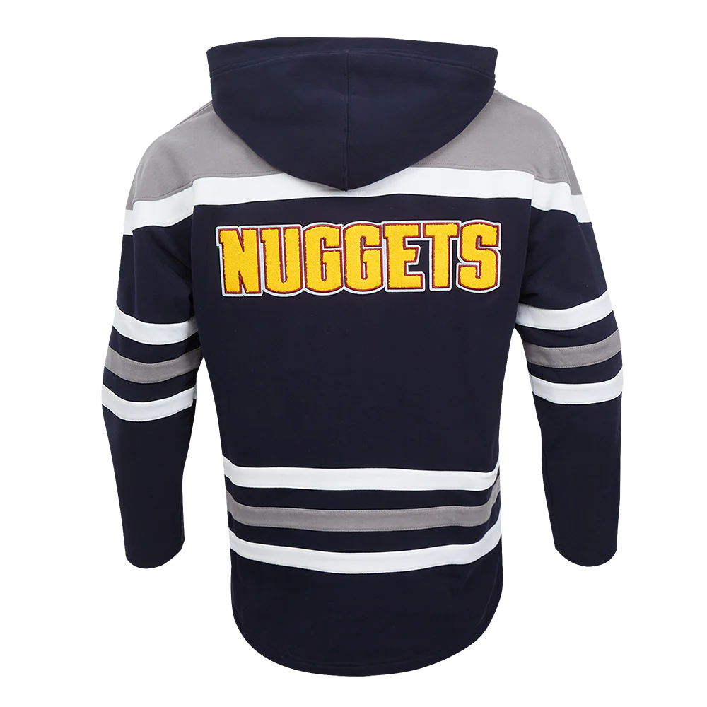 NBA DENVER NUGGETS NIKOLA JOKIC #15 CLASSIC MEN'S FLEECE COLORBLOCK PULLOVER HOODIE (MIDNIGHT NAVY/GREY/WHITE) - Image 3